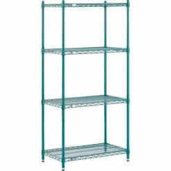 Nexel® Poly-Green®, 4 Tier, Wire Shelving Starter Unit, 30"W x 18"D x 63"H 30 Nexel® Poly-Green®, 4 Tier, Wire Shelving Starter Unit, 30"W x 18"D x 63"H -Shelving Sales Store B1137265 05