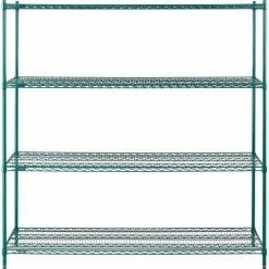 Nexel® Poly-Green®, 4 Tier, Wire Shelving Starter Unit, 72"W x 24"D x 74"H 27 Nexel® Poly-Green®, 4 Tier, Wire Shelving Starter Unit, 72"W x 24"D x 74"H -Shelving Sales Store B1137278 02