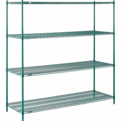 Nexel® Poly-Green®, 4 Tier, Wire Shelving Starter Unit, 72"W x 24"D x 74"H 30 Nexel® Poly-Green®, 4 Tier, Wire Shelving Starter Unit, 72"W x 24"D x 74"H -Shelving Sales Store B1137278 05
