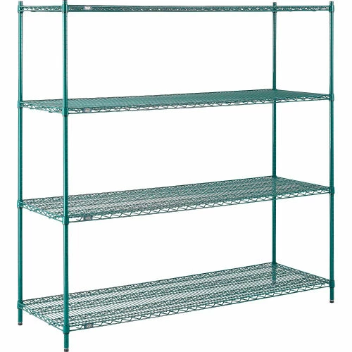 Nexel® Poly-Green®, 4 Tier, Wire Shelving Starter Unit, 72"W x 24"D x 74"H 6 Nexel® Poly-Green®, 4 Tier, Wire Shelving Starter Unit, 72"W x 24"D x 74"H - Image 6