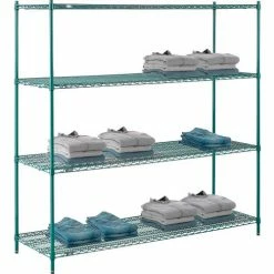 Nexel® Poly-Green®, 4 Tier, Wire Shelving Starter Unit, 72"W x 24"D x 74"H 31 Nexel® Poly-Green®, 4 Tier, Wire Shelving Starter Unit, 72"W x 24"D x 74"H -Shelving Sales Store B1137278 06