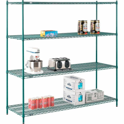 Nexel® Poly-Green®, 4 Tier, Wire Shelving Starter Unit, 72"W x 24"D x 74"H 8 Nexel® Poly-Green®, 4 Tier, Wire Shelving Starter Unit, 72"W x 24"D x 74"H - Image 8