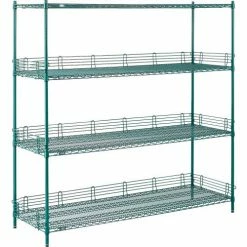 Nexel® Poly-Green®, 4 Tier, Wire Shelving Starter Unit, 72"W x 24"D x 74"H 33 Nexel® Poly-Green®, 4 Tier, Wire Shelving Starter Unit, 72"W x 24"D x 74"H -Shelving Sales Store B1137278 08