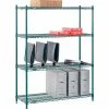 Nexel® Poly-Green®, 4 Tier, Wire Shelving Starter Unit, 48"W x 14"D x 54"H