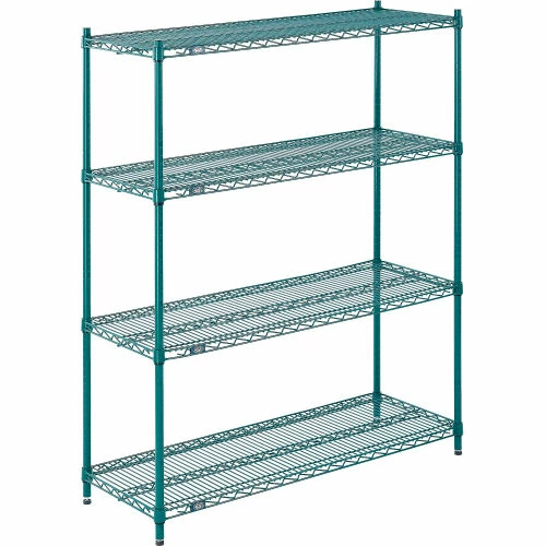 Nexel® Poly-Green®, 4 Tier, Wire Shelving Starter Unit, 48"W x 14"D x 54"H 2 Nexel® Poly-Green®, 4 Tier, Wire Shelving Starter Unit, 48"W x 14"D x 54"H - Image 2