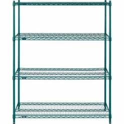Nexel® Poly-Green®, 4 Tier, Wire Shelving Starter Unit, 48"W x 14"D x 54"H 22 Nexel® Poly-Green®, 4 Tier, Wire Shelving Starter Unit, 48"W x 14"D x 54"H -Shelving Sales Store B1137280 02