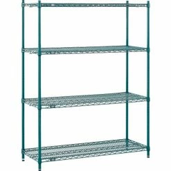 Nexel® Poly-Green®, 4 Tier, Wire Shelving Starter Unit, 48"W x 14"D x 54"H 25 Nexel® Poly-Green®, 4 Tier, Wire Shelving Starter Unit, 48"W x 14"D x 54"H -Shelving Sales Store B1137280 05