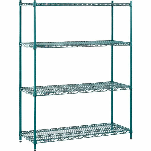 Nexel® Poly-Green®, 4 Tier, Wire Shelving Starter Unit, 48"W x 14"D x 54"H 6 Nexel® Poly-Green®, 4 Tier, Wire Shelving Starter Unit, 48"W x 14"D x 54"H - Image 6