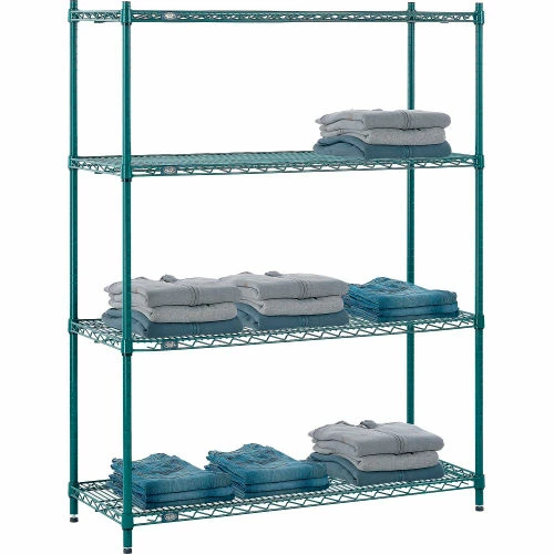 Nexel® Poly-Green®, 4 Tier, Wire Shelving Starter Unit, 48"W x 14"D x 54"H 7 Nexel® Poly-Green®, 4 Tier, Wire Shelving Starter Unit, 48"W x 14"D x 54"H - Image 7