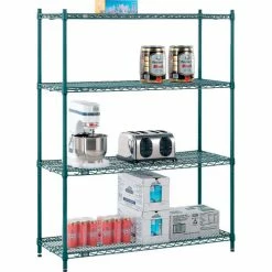 Nexel® Poly-Green®, 4 Tier, Wire Shelving Starter Unit, 48"W x 14"D x 54"H 27 Nexel® Poly-Green®, 4 Tier, Wire Shelving Starter Unit, 48"W x 14"D x 54"H -Shelving Sales Store B1137280 07