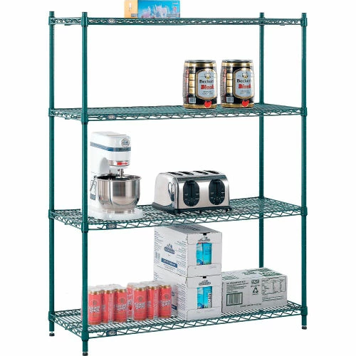 Nexel® Poly-Green®, 4 Tier, Wire Shelving Starter Unit, 48"W x 14"D x 54"H 8 Nexel® Poly-Green®, 4 Tier, Wire Shelving Starter Unit, 48"W x 14"D x 54"H - Image 8