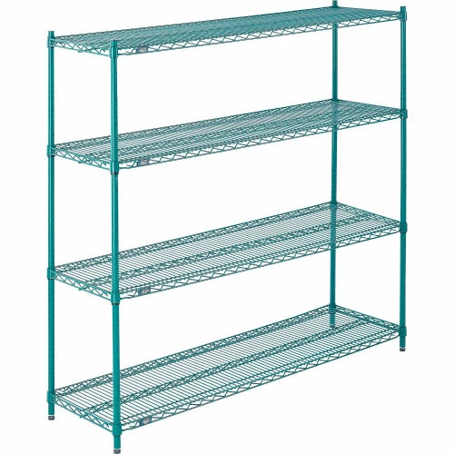 Nexel® Poly-Green®, 4 Tier, Wire Shelving Starter Unit, 60"W x 14"D x 63"H 2 Nexel® Poly-Green®, 4 Tier, Wire Shelving Starter Unit, 60"W x 14"D x 63"H - Image 2