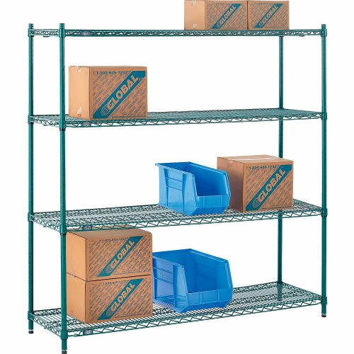Nexel® Poly-Green®, 4 Tier, Wire Shelving Starter Unit, 60"W x 14"D x 63"H 5 Nexel® Poly-Green®, 4 Tier, Wire Shelving Starter Unit, 60"W x 14"D x 63"H - Image 5