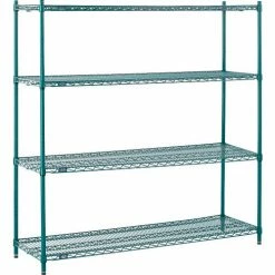 Nexel® Poly-Green®, 4 Tier, Wire Shelving Starter Unit, 60"W x 14"D x 63"H 25 Nexel® Poly-Green®, 4 Tier, Wire Shelving Starter Unit, 60"W x 14"D x 63"H -Shelving Sales Store B1137282 05