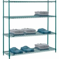 Nexel® Poly-Green®, 4 Tier, Wire Shelving Starter Unit, 60"W x 14"D x 63"H 26 Nexel® Poly-Green®, 4 Tier, Wire Shelving Starter Unit, 60"W x 14"D x 63"H -Shelving Sales Store B1137282 06