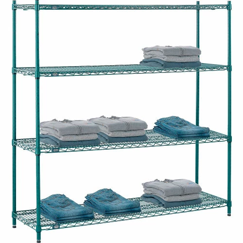 Nexel® Poly-Green®, 4 Tier, Wire Shelving Starter Unit, 60"W x 14"D x 63"H 7 Nexel® Poly-Green®, 4 Tier, Wire Shelving Starter Unit, 60"W x 14"D x 63"H - Image 7