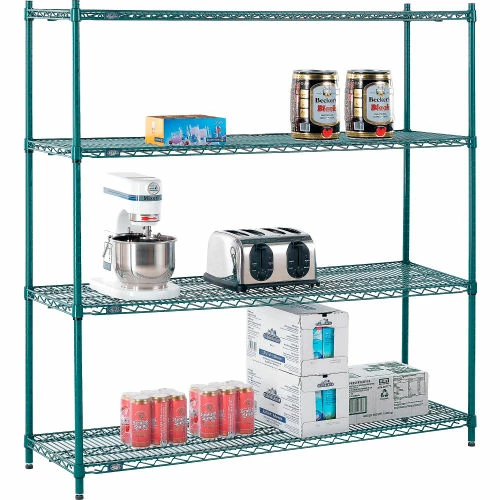 Nexel® Poly-Green®, 4 Tier, Wire Shelving Starter Unit, 60"W x 14"D x 63"H 8 Nexel® Poly-Green®, 4 Tier, Wire Shelving Starter Unit, 60"W x 14"D x 63"H - Image 8