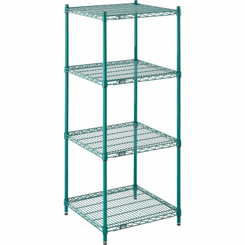 Nexel® Poly-Green®, 4 Tier, Wire Shelving Starter Unit, 24"W x 21"D x 63"H 2 Nexel® Poly-Green®, 4 Tier, Wire Shelving Starter Unit, 24"W x 21"D x 63"H - Image 2