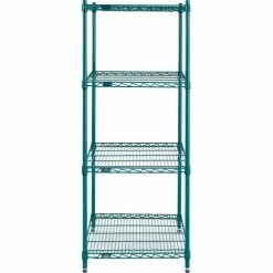Nexel® Poly-Green®, 4 Tier, Wire Shelving Starter Unit, 24"W x 21"D x 54"H 22 Nexel® Poly-Green®, 4 Tier, Wire Shelving Starter Unit, 24"W x 21"D x 54"H -Shelving Sales Store B1137296 02 1