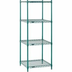Nexel® Poly-Green®, 4 Tier, Wire Shelving Starter Unit, 24"W x 21"D x 63"H 25 Nexel® Poly-Green®, 4 Tier, Wire Shelving Starter Unit, 24"W x 21"D x 63"H -Shelving Sales Store B1137296 05