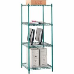 Nexel® Poly-Green®, 4 Tier, Wire Shelving Starter Unit, 24"W x 21"D x 54"H 27 Nexel® Poly-Green®, 4 Tier, Wire Shelving Starter Unit, 24"W x 21"D x 54"H -Shelving Sales Store B1137296 07 1