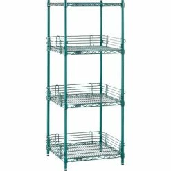 Nexel® Poly-Green®, 4 Tier, Wire Shelving Starter Unit, 24"W x 21"D x 54"H 28 Nexel® Poly-Green®, 4 Tier, Wire Shelving Starter Unit, 24"W x 21"D x 54"H -Shelving Sales Store B1137296 08 1