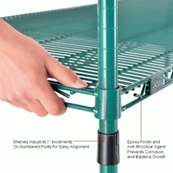 Nexel® Poly-Green®, 4 Tier, Wire Shelving Starter Unit, 72"W x 24"D x 86"H 45 Nexel® Poly-Green®, 4 Tier, Wire Shelving Starter Unit, 72"W x 24"D x 86"H -Shelving Sales Store B1137296 2wco 7