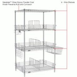 Nexelate® Silver Epoxy, To Go Rack, 4 Wire Shelves, Dividers & Ledges, 48"W x 24"D x 63"H 25 Nexelate® Silver Epoxy, To Go Rack, 4 Wire Shelves, Dividers & Ledges, 48"W x 24"D x 63"H -Shelving Sales Store B2370620IN 1wco
