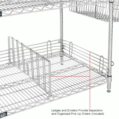 Nexel® Chrome, To Go Rack, 4 Wire Shelves, Dividers & Ledges, 60"W x 18"D x 63"H -Shelving Sales Store B2370626IN 2wco