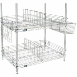 Nexel® Chrome, To Go Rack, 4 Wire Shelves, Dividers & Ledges, 60"W x 18"D x 63"H -Shelving Sales Store B2370651 02 3