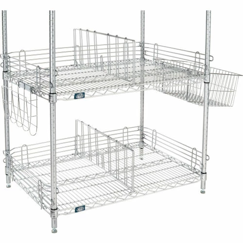 Nexel® Chrome, To Go Rack, 4 Wire Shelves, Dividers & Ledges, 54"W x 21"D x 63"H 3 Nexel® Chrome, To Go Rack, 4 Wire Shelves, Dividers & Ledges, 54"W x 21"D x 63"H - Image 3
