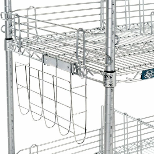 Nexelate® Silver Epoxy, To Go Rack, 4 Wire Shelves, Dividers & Ledges, 48"W x 24"D x 63"H 6 Nexelate® Silver Epoxy, To Go Rack, 4 Wire Shelves, Dividers & Ledges, 48"W x 24"D x 63"H - Image 6