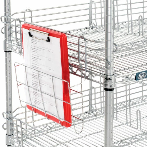 Nexelate® Silver Epoxy, To Go Rack, 4 Wire Shelves, Dividers & Ledges, 48"W x 24"D x 63"H 7 Nexelate® Silver Epoxy, To Go Rack, 4 Wire Shelves, Dividers & Ledges, 48"W x 24"D x 63"H - Image 7