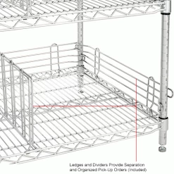 Nexel® Chrome, To Go Rack, 3 Wire Shelves, Dividers & Ledges, 42"W x 24"D x 34"H -Shelving Sales Store B2370730IN 2wco