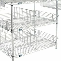 Nexel® Chrome, To Go Rack, 3 Wire Shelves, Dividers & Ledges, 24"W x 21"D x 34"H -Shelving Sales Store B2370835 02 1