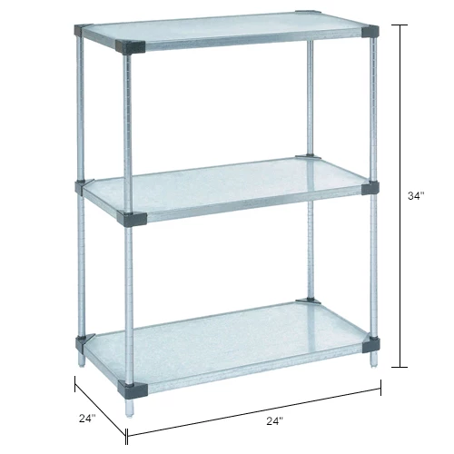 Nexel® Galvanized Steel, 3 Tier, Solid Shelving Starter Unit, 24"Wx24"Dx34"H 12 Nexel® Galvanized Steel, 3 Tier, Solid Shelving Starter Unit, 24"Wx24"Dx34"H - Image 12