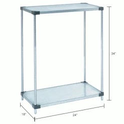 Nexel® Galvanized Steel, 2 Tier, Solid Shelving Starter Unit, 24"Wx18"Dx34"H 23 Nexel® Galvanized Steel, 2 Tier, Solid Shelving Starter Unit, 24"Wx18"Dx34"H -Shelving Sales Store B2679442IN dim
