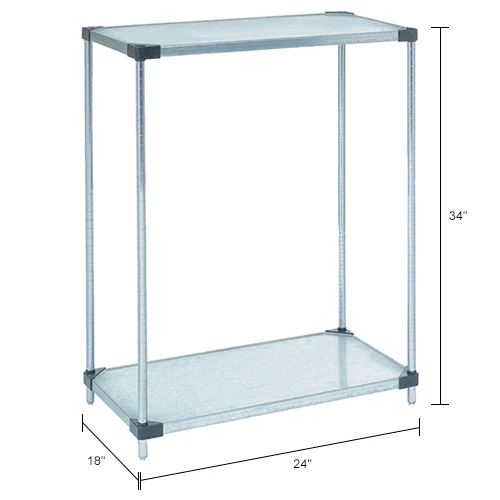 Nexel® Galvanized Steel, 2 Tier, Solid Shelving Starter Unit, 24"Wx18"Dx34"H 12 Nexel® Galvanized Steel, 2 Tier, Solid Shelving Starter Unit, 24"Wx18"Dx34"H - Image 12