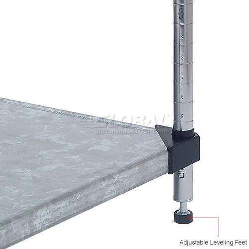 Nexel® Galvanized Steel, 4 Tier, Solid Shelving Add-On Unit, 54"Wx18"Dx54"H 10 Nexel® Galvanized Steel, 4 Tier, Solid Shelving Add-On Unit, 54"Wx18"Dx54"H - Image 10