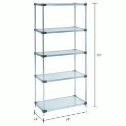 Nexel® Galvanized Steel, 5 Tier, Solid Shelving Starter Unit, 24"Wx24"Dx63"H -Shelving Sales Store B2679509IN dim