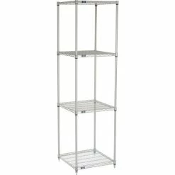 Nexel®, Nexelate®, Silver Epoxy, 4 Tier, Wire Shelving Starter Unit, 24"W x 24"D x 86"H