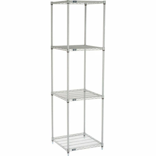 Nexel®, Nexelate®, Silver Epoxy, 4 Tier, Wire Shelving Starter Unit, 24"W x 24"D x 86"H 1 Nexel®, Nexelate®, Silver Epoxy, 4 Tier, Wire Shelving Starter Unit, 24"W x 24"D x 86"H