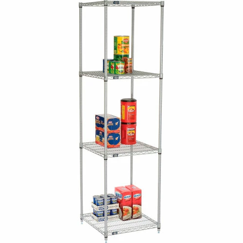 Nexel®, Nexelate®, Silver Epoxy, 4 Tier, Wire Shelving Starter Unit, 24"W x 24"D x 86"H 3 Nexel®, Nexelate®, Silver Epoxy, 4 Tier, Wire Shelving Starter Unit, 24"W x 24"D x 86"H - Image 3