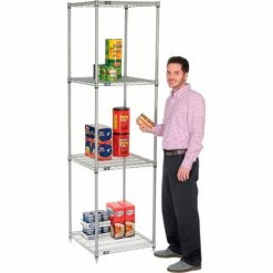Nexel®, Nexelate®, Silver Epoxy, 4 Tier, Wire Shelving Starter Unit, 24"W x 24"D x 86"H 15 Nexel®, Nexelate®, Silver Epoxy, 4 Tier, Wire Shelving Starter Unit, 24"W x 24"D x 86"H -Shelving Sales Store B970006 03