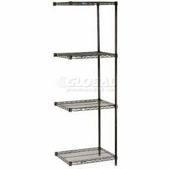 Nexel® Black Epoxy, 4 Tier, Wire Shelving Add-On Unit, 60"W x 24"D x 63"H