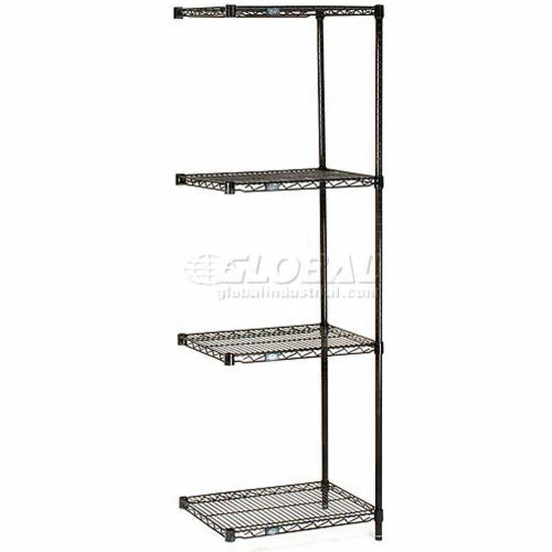 Nexel® Black Epoxy, 4 Tier, Wire Shelving Add-On Unit, 48"W x 24"D x 63"H 1 Nexel® Black Epoxy, 4 Tier, Wire Shelving Add-On Unit, 48"W x 24"D x 63"H