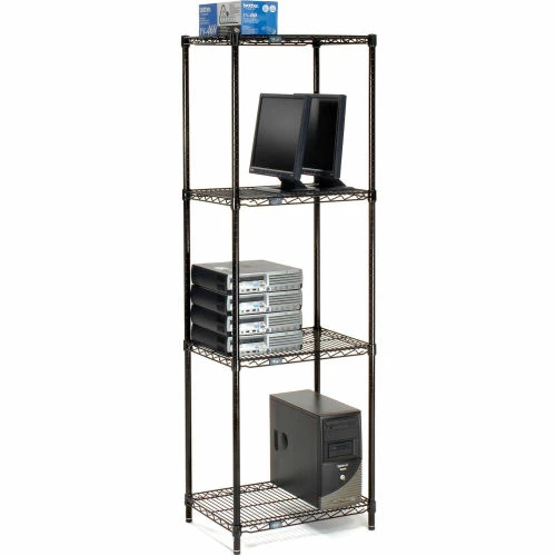 Nexel® Black Epoxy, 4 Tier, Wire Shelving Starter Unit, 30"W x 14"D x 86"H 3 Nexel® Black Epoxy, 4 Tier, Wire Shelving Starter Unit, 30"W x 14"D x 86"H - Image 3