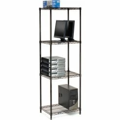 Nexel® Black Epoxy, 4 Tier, Wire Shelving Starter Unit, 48"W x 14"D x 63"H 11 Nexel® Black Epoxy, 4 Tier, Wire Shelving Starter Unit, 48"W x 14"D x 63"H -Shelving Sales Store B970151 02