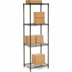 Nexel® Black Epoxy, 4 Tier, Wire Shelving Starter Unit, 48"W x 14"D x 63"H 13 Nexel® Black Epoxy, 4 Tier, Wire Shelving Starter Unit, 48"W x 14"D x 63"H -Shelving Sales Store B970151 04