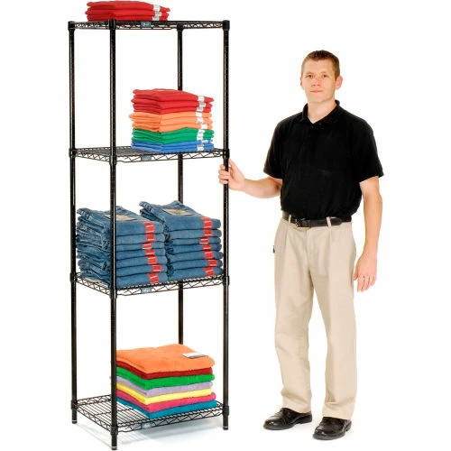 Nexel® Black Epoxy, 4 Tier, Wire Shelving Starter Unit, 30"W x 14"D x 86"H 6 Nexel® Black Epoxy, 4 Tier, Wire Shelving Starter Unit, 30"W x 14"D x 86"H - Image 6